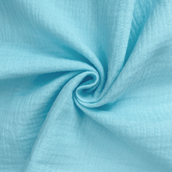 Ткань Муслин Жатый, цвет Небесно-голубой (на отрез)  в Рубцовске
